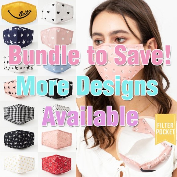 Gingham Reusable 3 Layers Filter Pocket Face Mask - Picture 9 of 9